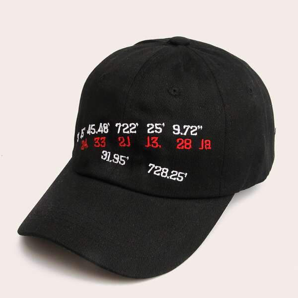 

Men Number Embroidered Baseball Cap, Black