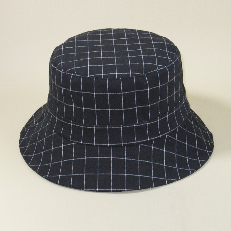 

Guys Plaid Pattern Bucket Hat, Black