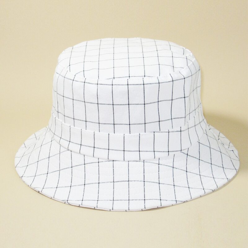 

Guys Plaid Pattern Bucket Hat, White