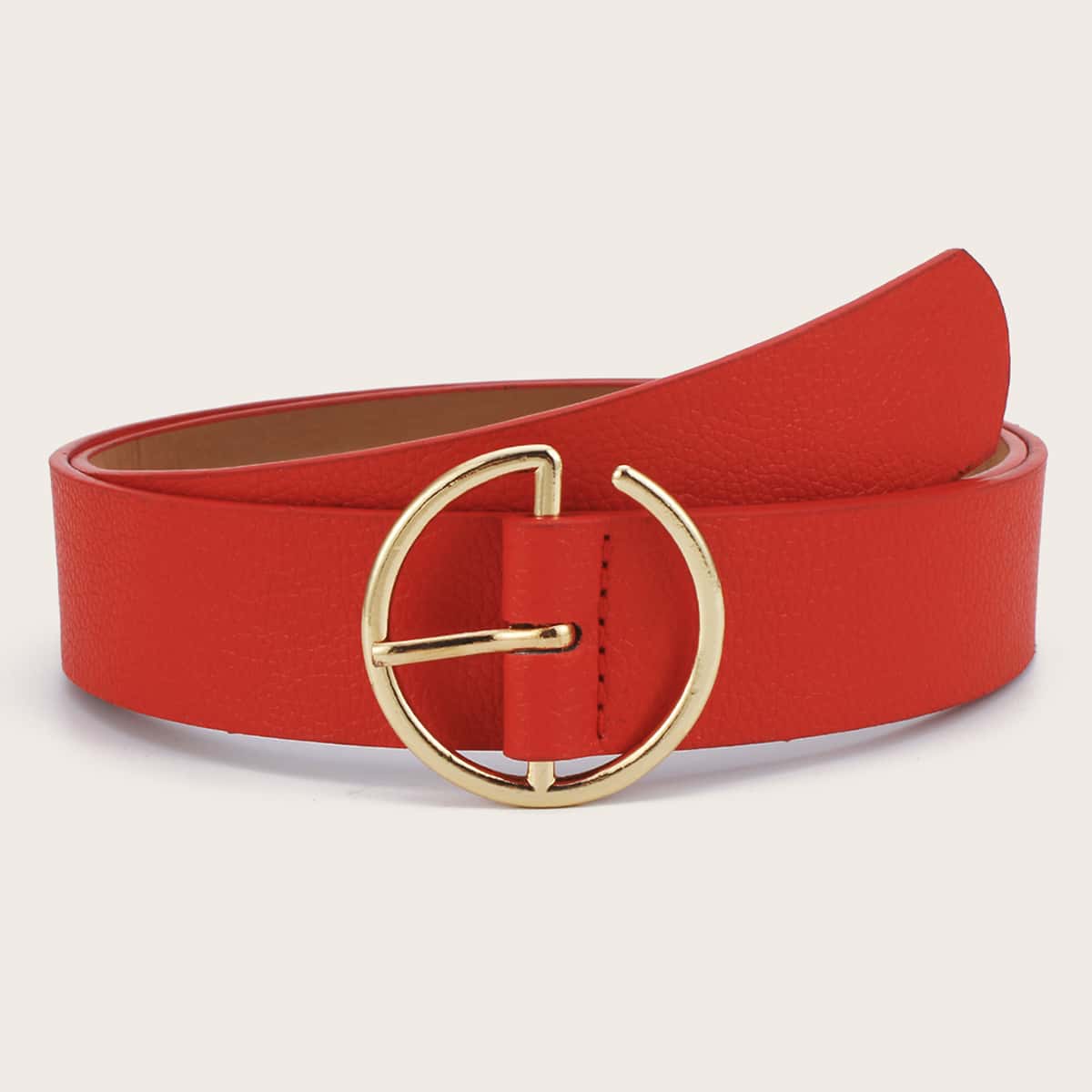 

Round Buckle Belt, Red