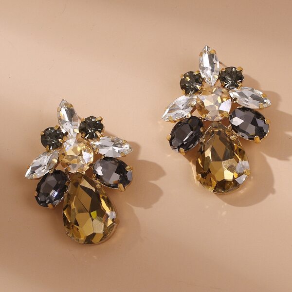

Gemstone Engraved Stud Earrings, Multicolor