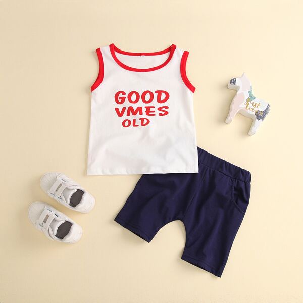 

Baby Boy Letter Graphic Tank Top & Shorts, Multicolor