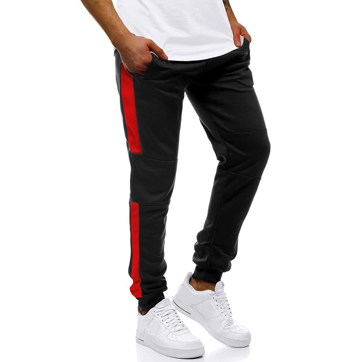 

Guys Contrast Panel Sweatpants, Black