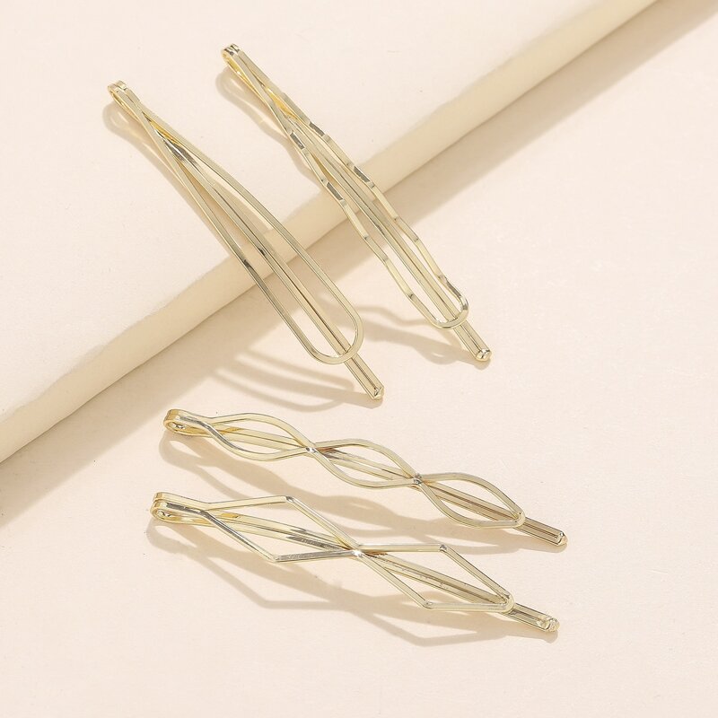 

4pcs Hollow Out Geometric Hair Clip, Gold