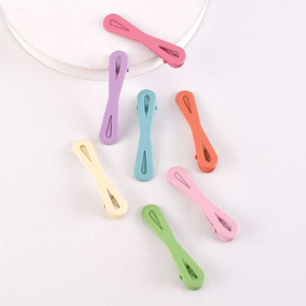 

7pcs Simple Solid Hair Clip, Multicolor