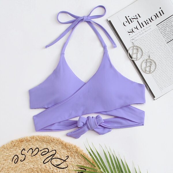 

Wrap Halter Bikini Top, Pastel lilac purple