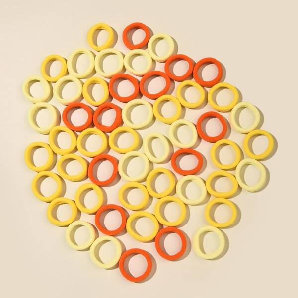 

50pcs Plain Elastic Hair Tie, Multicolor