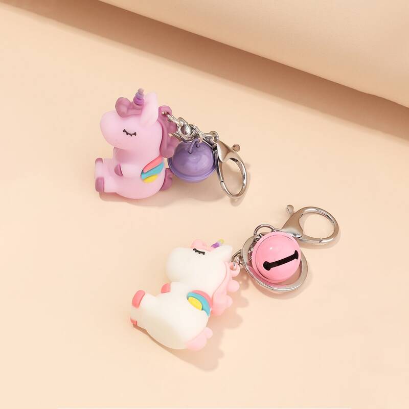

2pcs Unicorn Charm Keychain, Multicolor