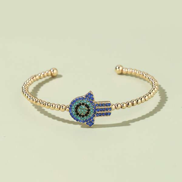 

Rhinestone Hand Cuff Bracelet, Gold