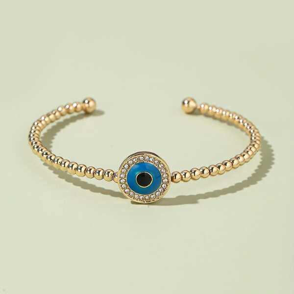 

Rhinestone Eye Cuff Bracelet, Gold