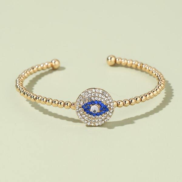 

Rhinestone Eye Cuff Bracelet, Gold