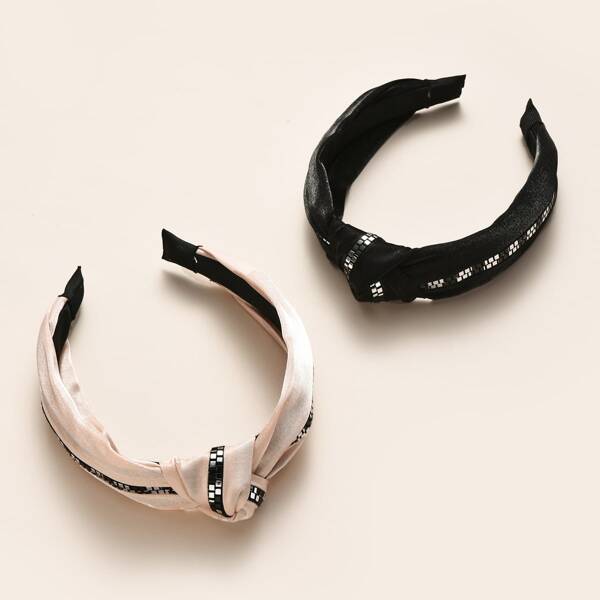 

2pcs Chain Decor Hair Hoop, Multicolor