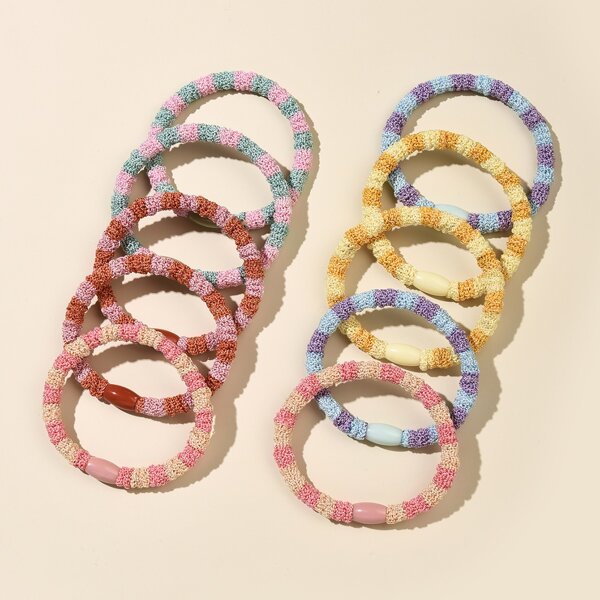 

10pcs Colorful Elastic Hair Tie, Multicolor