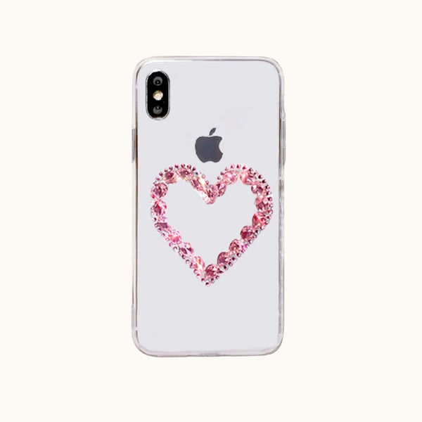 

1pc Rhinestone Decor Clear iPhone Case, Pink clear