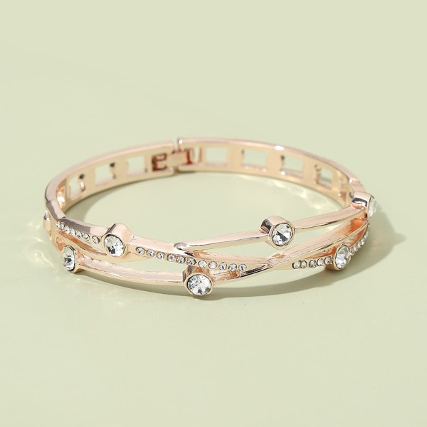 

Rhinestone Engraved Bangle, Gold