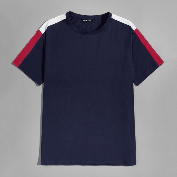 

Men Contrast Sideseam Top, Navy blue
