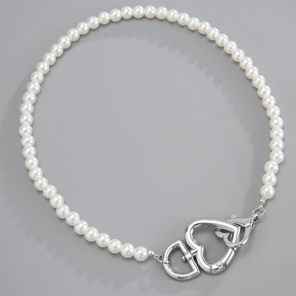 

Men Faux Pearl Beaded Necklace, Silver