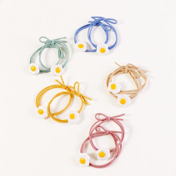 

5pairs Toddler Girls Egg Decor Hair Tie, Multicolor