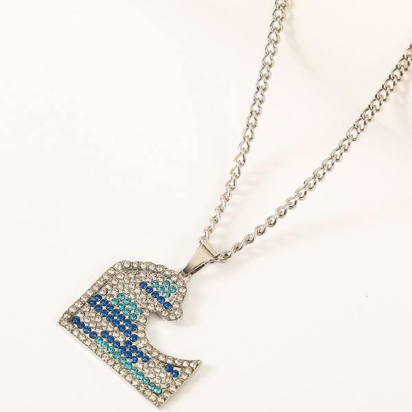 

Men Rhinestone Engraved Necklace, Silver
