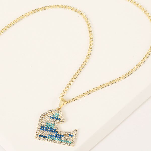 

Men Rhinestone Engraved Necklace, Gold