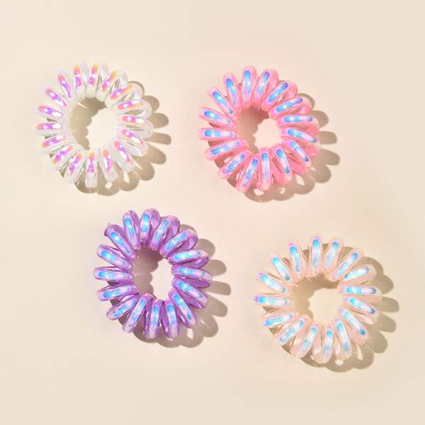 

4pcs Colorful Coil Wire Hair Tie, Multicolor