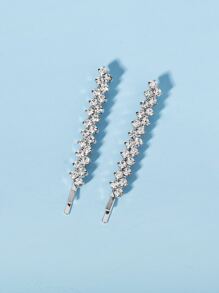 2pcs Rhinestone Decor Hair Clip Royal - Silver - View 4