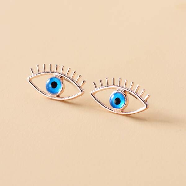 

Hollow Out Eye Design Stud Earrings, Champagne