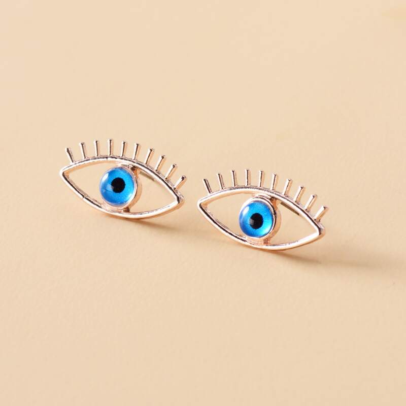 

Hollow Out Eye Design Stud Earrings, Champagne