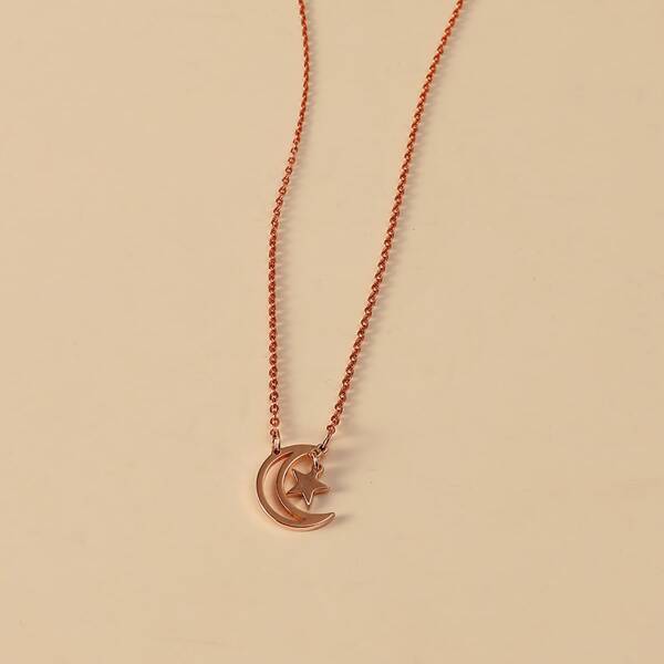 

Star Moon Charm Necklace, Gold