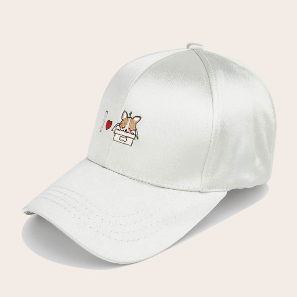 

Cartoon Embroidery Baseball Cap, White