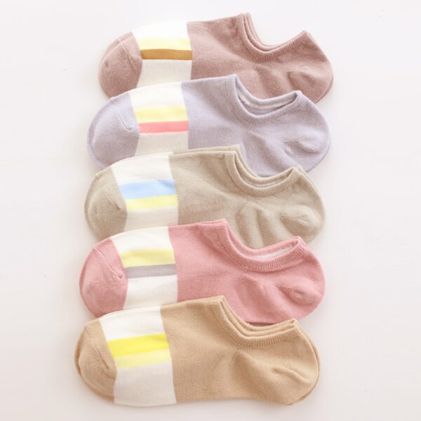 

5pairs Color Block Ankle Socks, Multicolor