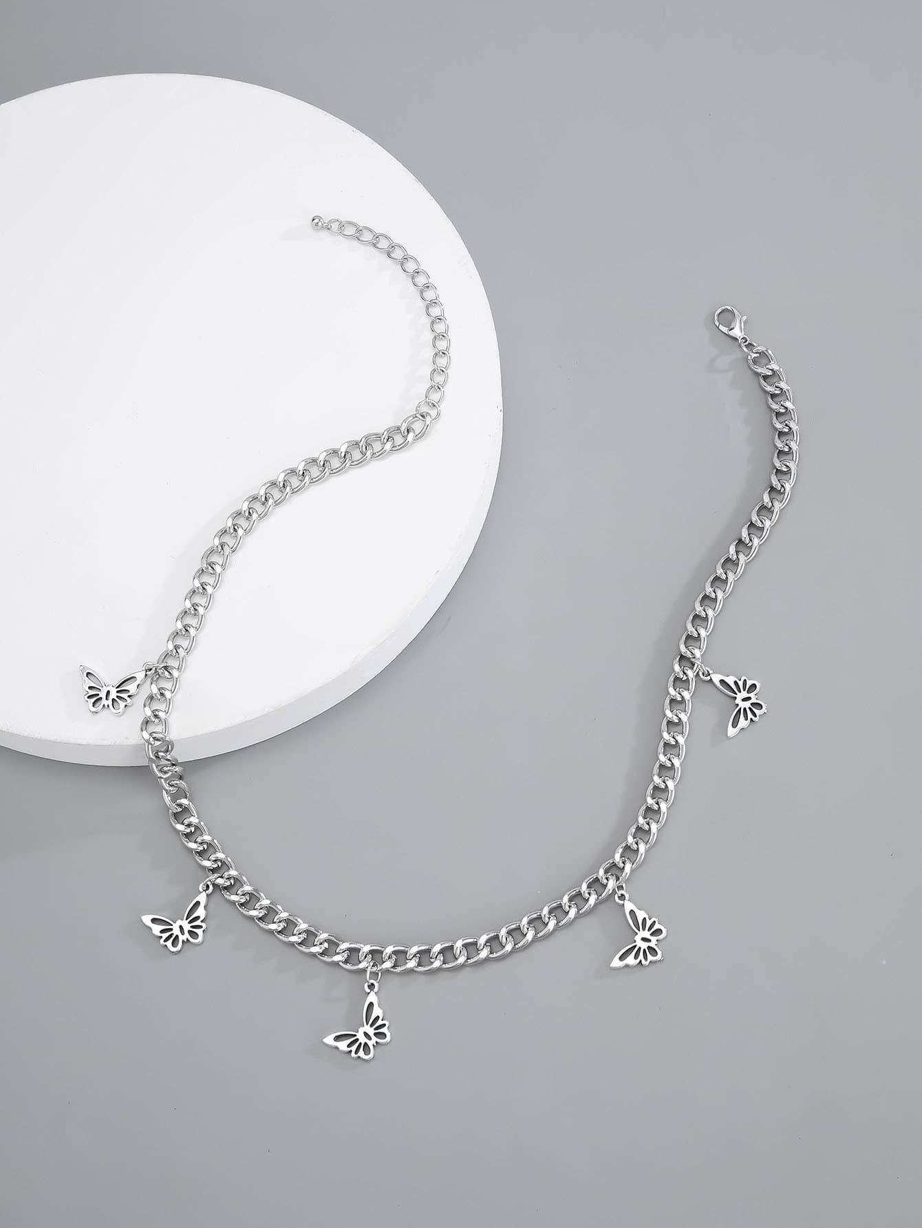 Men Butterfly Charm Chain Necklace 