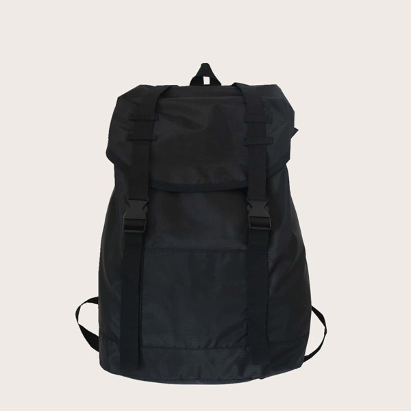 

Men Release Buckle Decor Backpack, Black