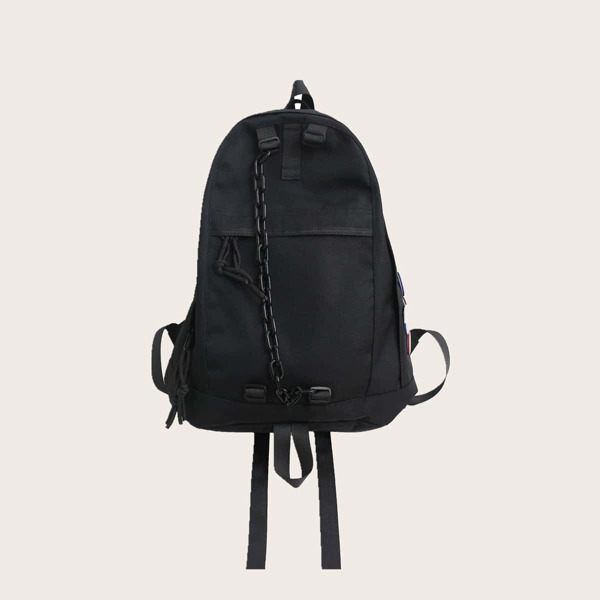 

Men Chain Decor Backpack, Black