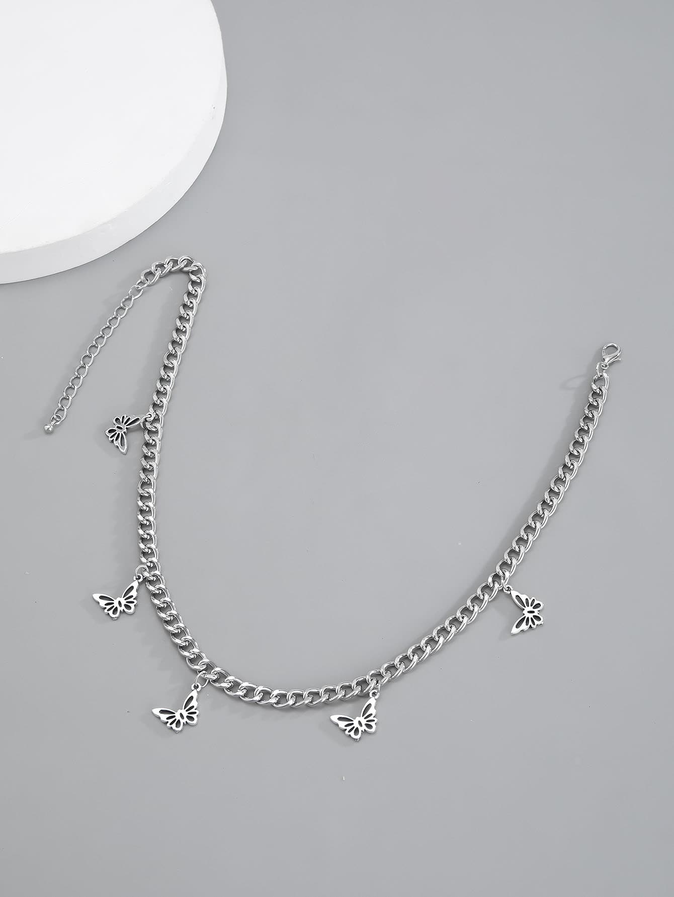 Men Butterfly Charm Chain Necklace 