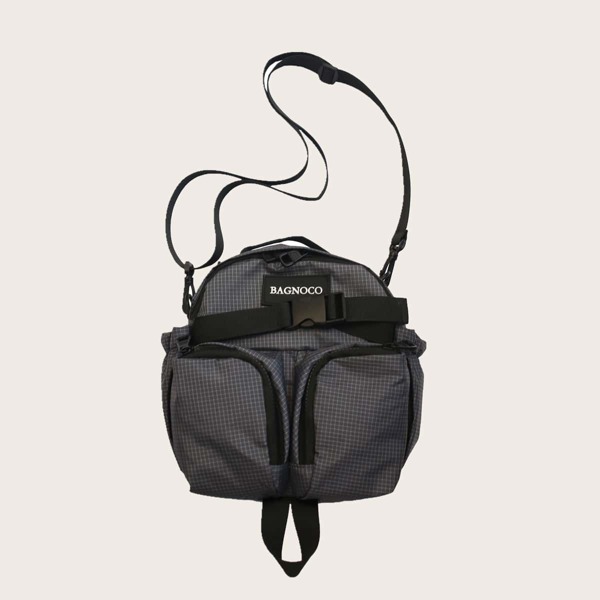 

Men Release Buckle Decor Pocket Front Crossbody Bag, Grey