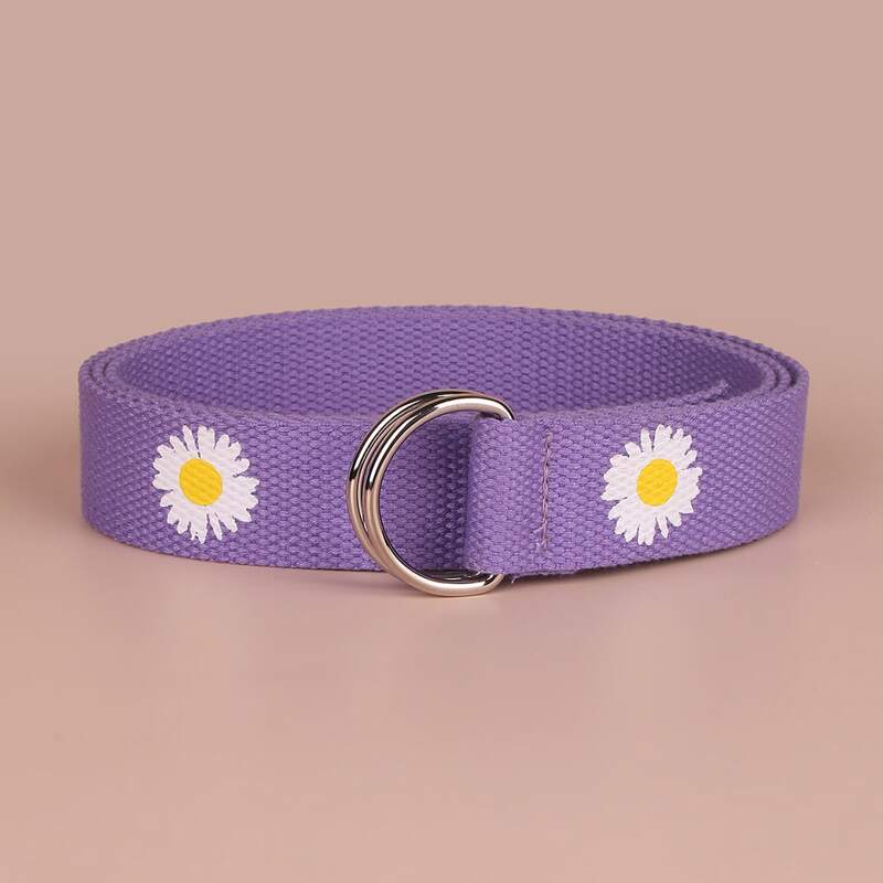 

Daisy Embroidered Tape Belt, Purple