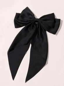 1pc Satin Silk Bowknot Hair Clip Hair Accessory, Daily Wear Claw Clips Hair Claws Hair Barrettes, School Stuff, Elegant, College, Bows, Cute, Hair Accessories, Head Accessories, Hair Accessories For Women - Black - View 3