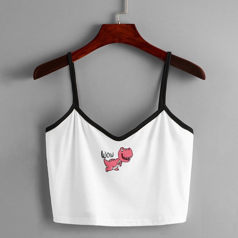 Dinasour Graphic Cami, White