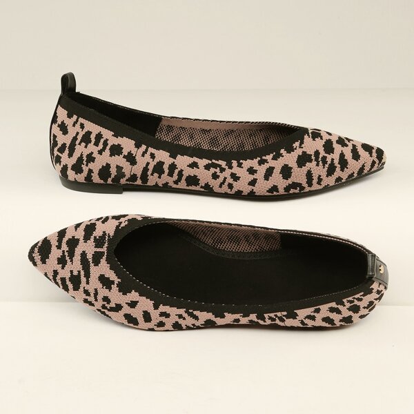 

Pointy Toe Cheetah Knit Ballerina Flats, Multicolor
