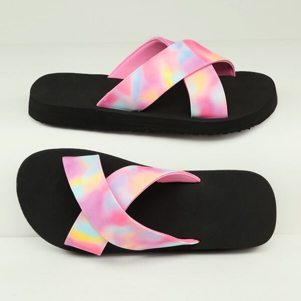 

Tie Dye Cross Band Foam Sole Slide Sandals, Multicolor