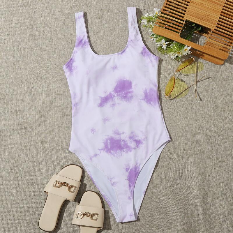 

Tie Dye One Piece Swimsuit, Pastel lilac purple