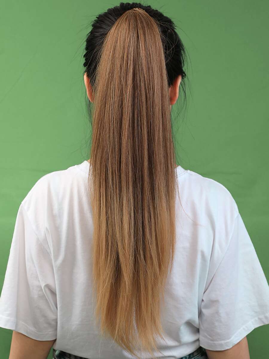 HAIRCUBE Brown Ponytail Extension Ponytail Long Straight Pony Tail Hair 28 Inch Hair Extension Synthetic Hairpiece - Brown - View 1