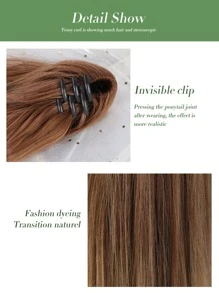 HAIRCUBE Brown Ponytail Extension Ponytail Long Straight Pony Tail Hair 28 Inch Hair Extension Synthetic Hairpiece - Brown - View 4