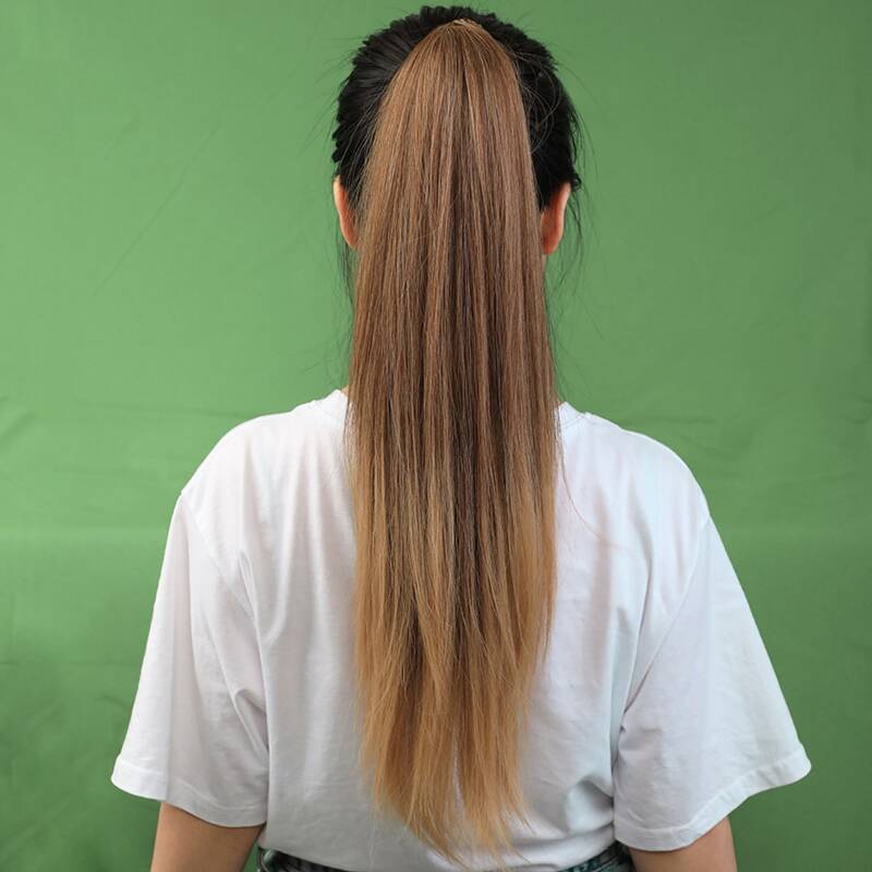 

1pc Natural Long Straight Ponytail Hair, Brown