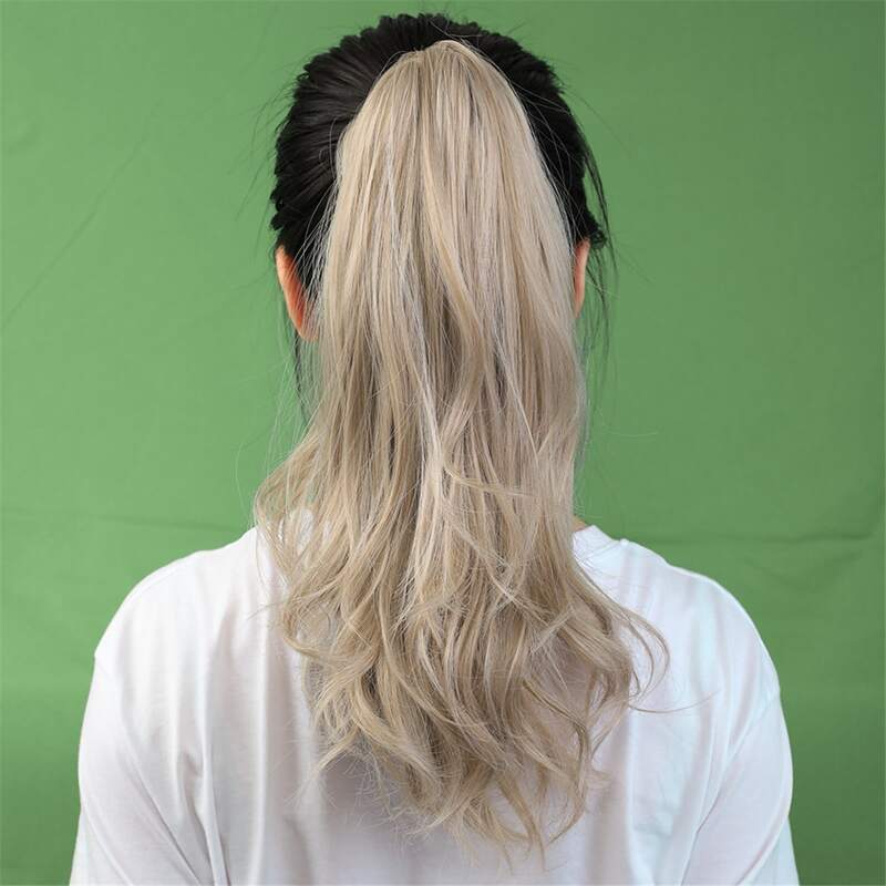 

1pc Natural Long Curly Ponytail Hair, Gold