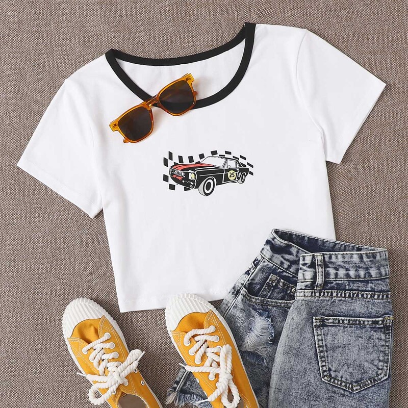 

Car Graphic Tee, White