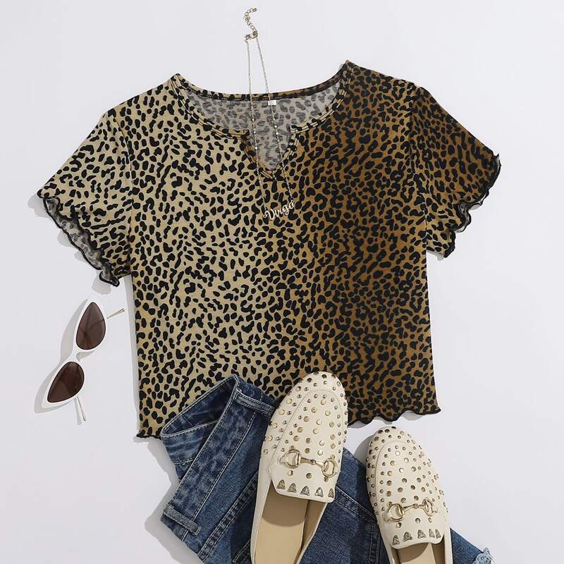 

Lettuce Trim Leopard Top, Multicolor