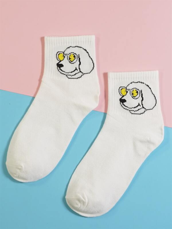 Cartoon Dog Pattern Socks Romwe Usa