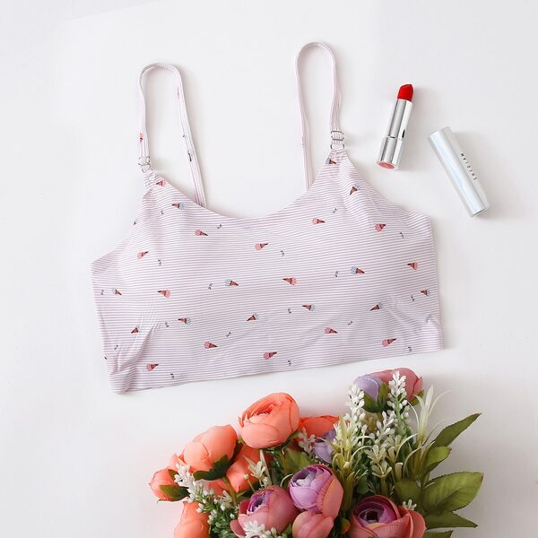 

Stripe & Graphic Bralette, Purple pastel